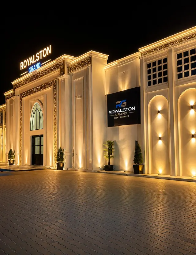 Royalston Grand exterior at night